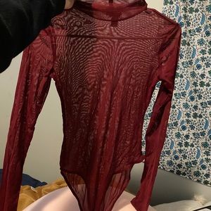 Red mesh bodysuit